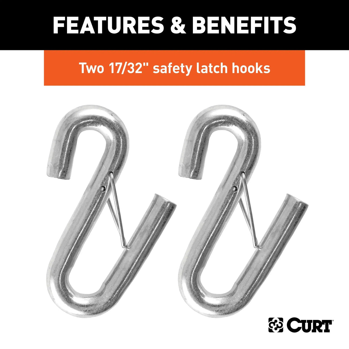 CURT 44-Inch 7,500 lb Safety Cables with 2 Snap Hooks - Black