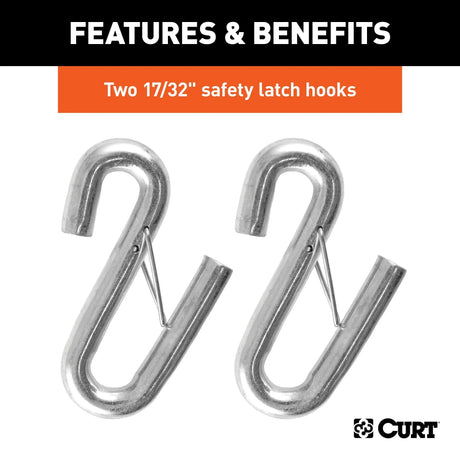 CURT 44-Inch 7,500 lb Safety Cables with 2 Snap Hooks - Black