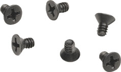 Set of black screws on a white background