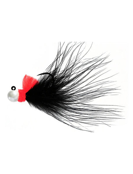 Hawken Aerojig Marabou Jig - 1/8 oz Nightmare White with Red & Black Tail #135 AJM18135