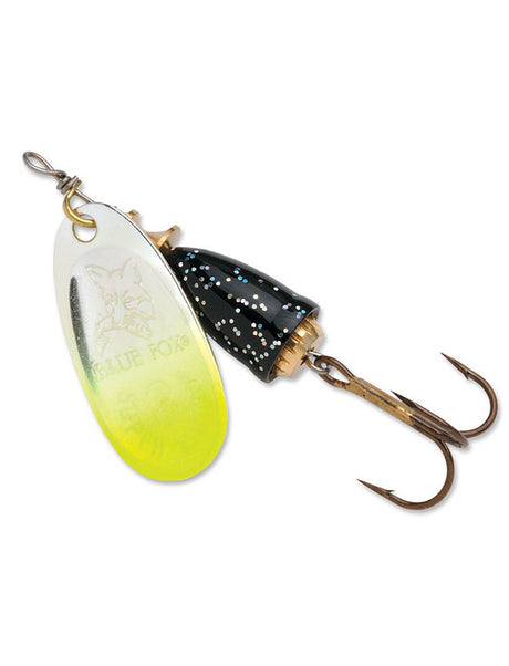 Blue Fox Vibrax Mid Depth - Chartreuse Tipped/Silver Flake 60-40-71C - #4