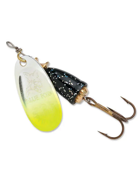 Blue Fox Vibrax Mid Depth - Chartreuse Tipped/Silver Flake 60-40-71C - #4
