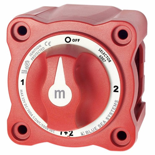 Blue Sea - Battery Switch Mini 4-Position With Red Knob 6007