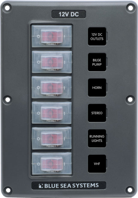 Blue Sea Water Resistant Breaker Panel 6 Position 4322