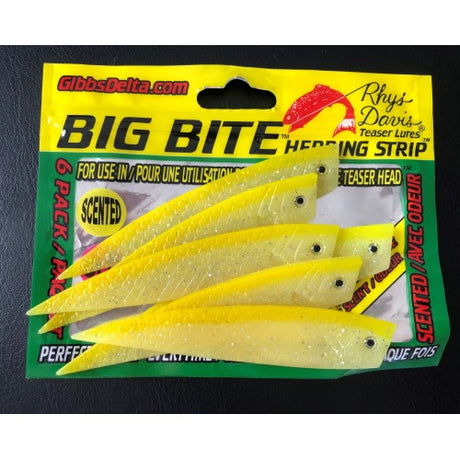 Rhys Davis Big Bite Herring Strip 6pk - Glow Chartreuse
