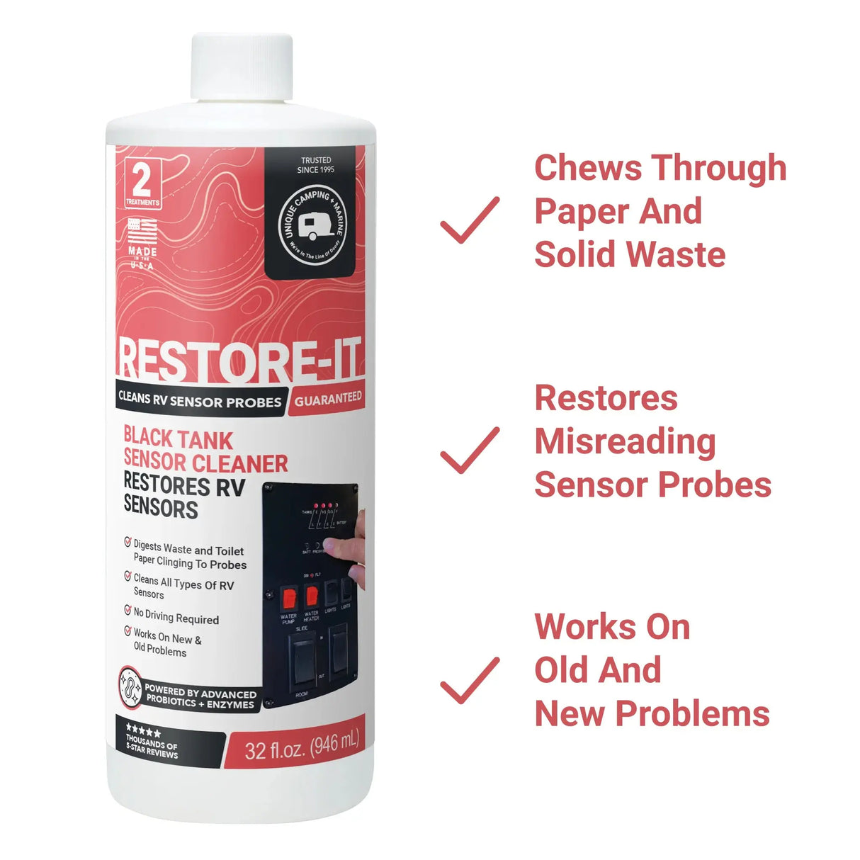3. Restore-It Black Tank Sensor Cleaner Unique Camping + Marine