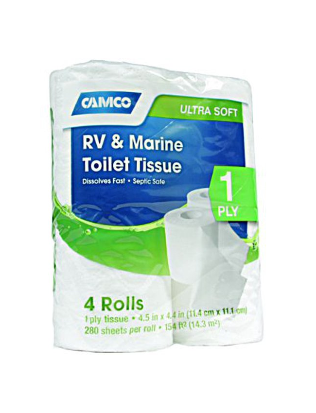 Camco 1-Ply RV & Marine Toilet Paper - 4 Pack 40276
