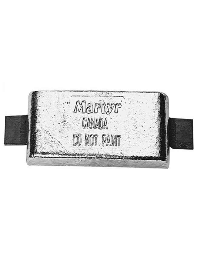 Martyr Anode Hull Zinc - 6 x 3 1/2 x 1 - Aluminum