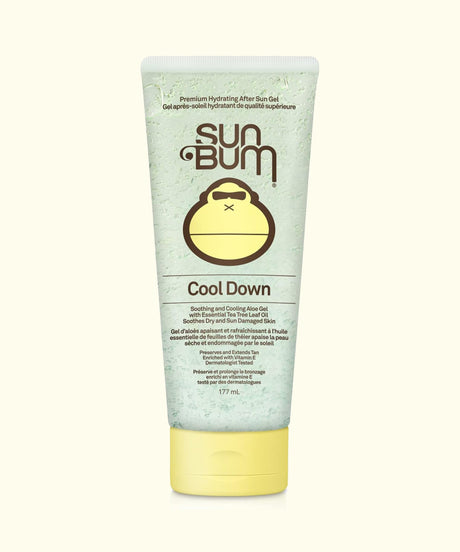 Sun Bum after sun gel tube on a white background