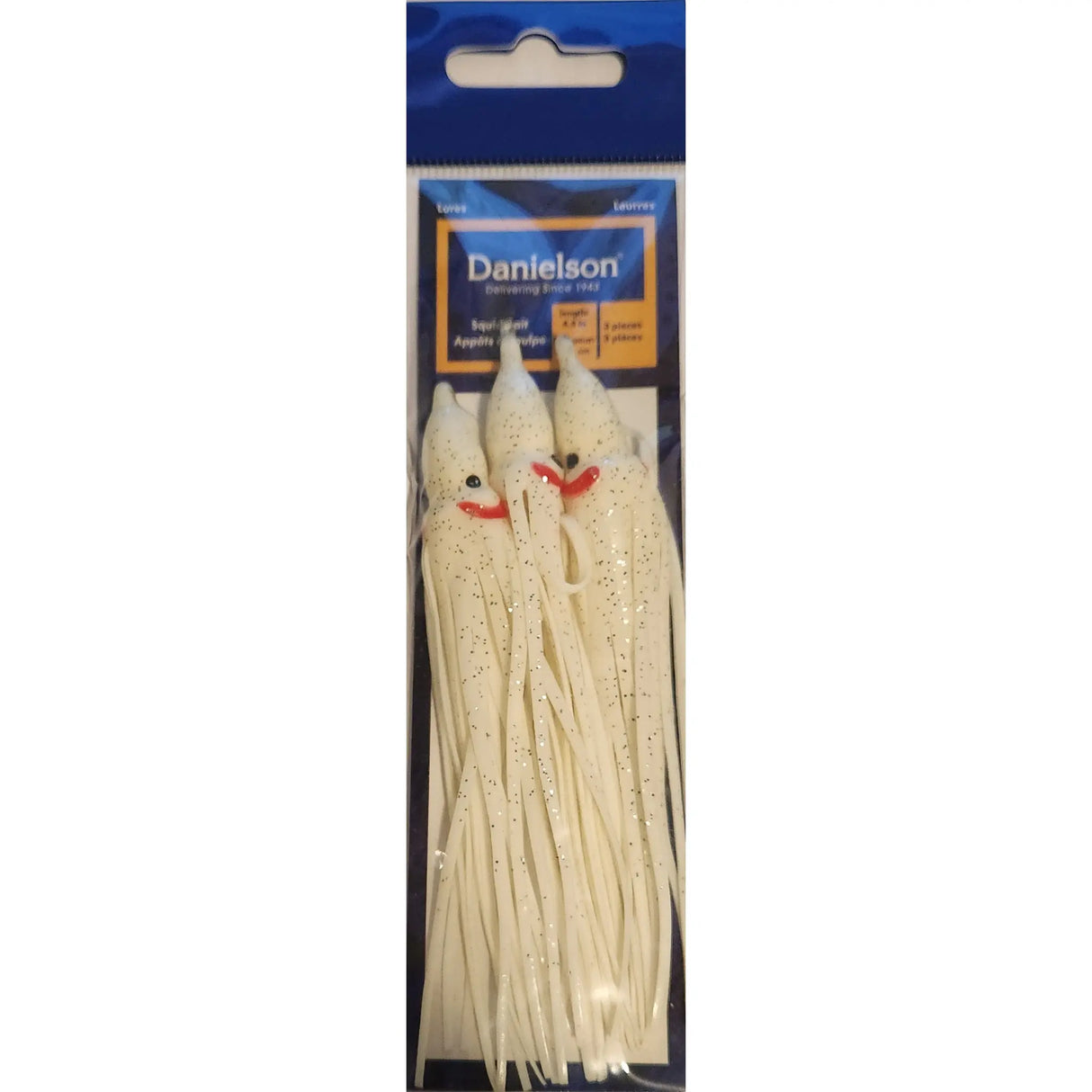 Danielson Squid Bait - White/Silver Glitter 3pk Danielson