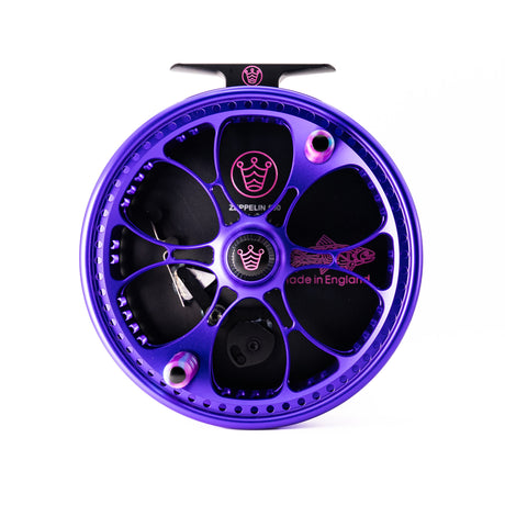 Kingpin Zeppelin 500 Bear Face Centerpin Reel - Purple & Black with CottonCandy handle