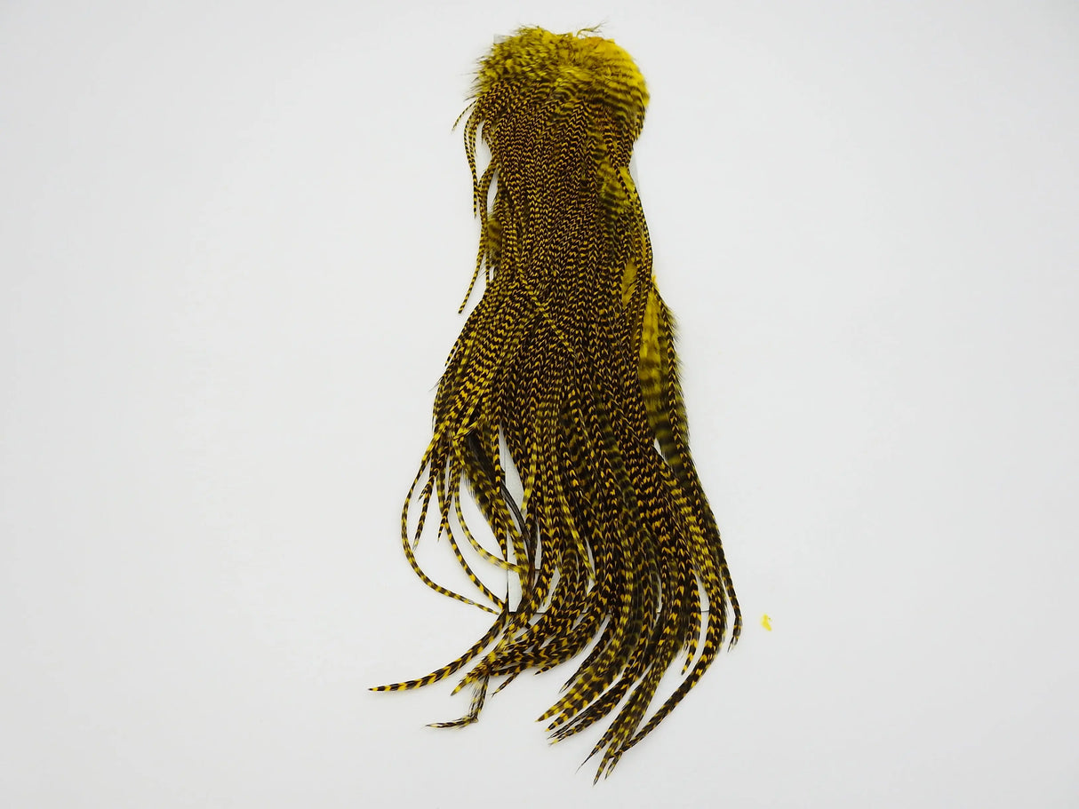 Hareline Half Grizzly Saddle - Yellow #383 Hareline Dubbin
