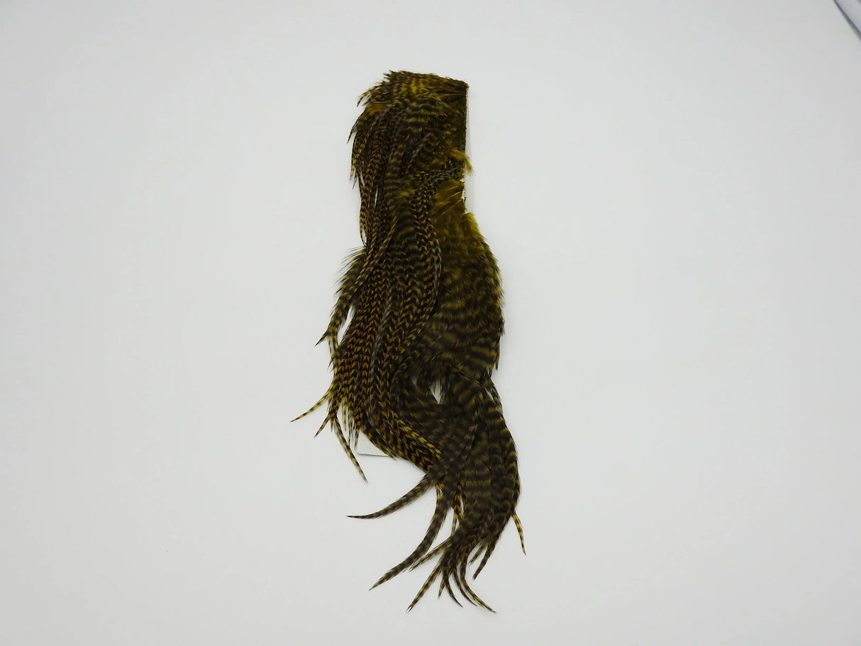 Hareline Half Grizzly Saddle - Olive #263 Hareline Dubbin