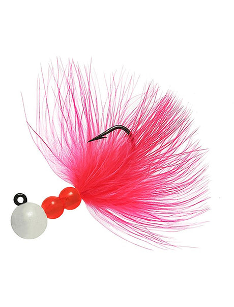 Hawken Beau Mac Marabou Steelhead Jig SMJ Bead Jig 1/8oz - Glow White Cerise SMJ18024