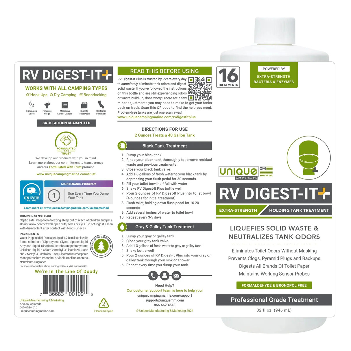 4. RV Digest-It+ Extra Strength Holding Tank Treatment Unique Camping + Marine
