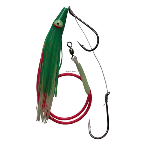 Gibbs Guide Series Halibut Rig 11/0-11/0 Single Hooks with Green Skirt 26302