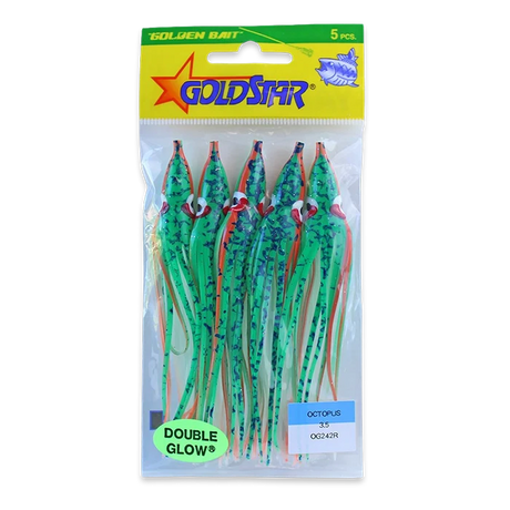 Gold Star Yamashita Octopus Squid - Glow Green Red Racer