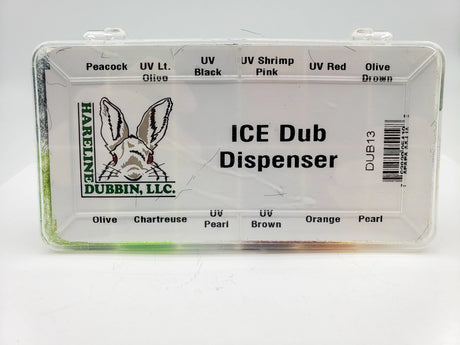 Hareline Ice Dub Dispenser - 12 Assorted Colours Hareline Dubbin