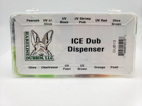 Hareline Ice Dub Dispenser - 12 Assorted Colours