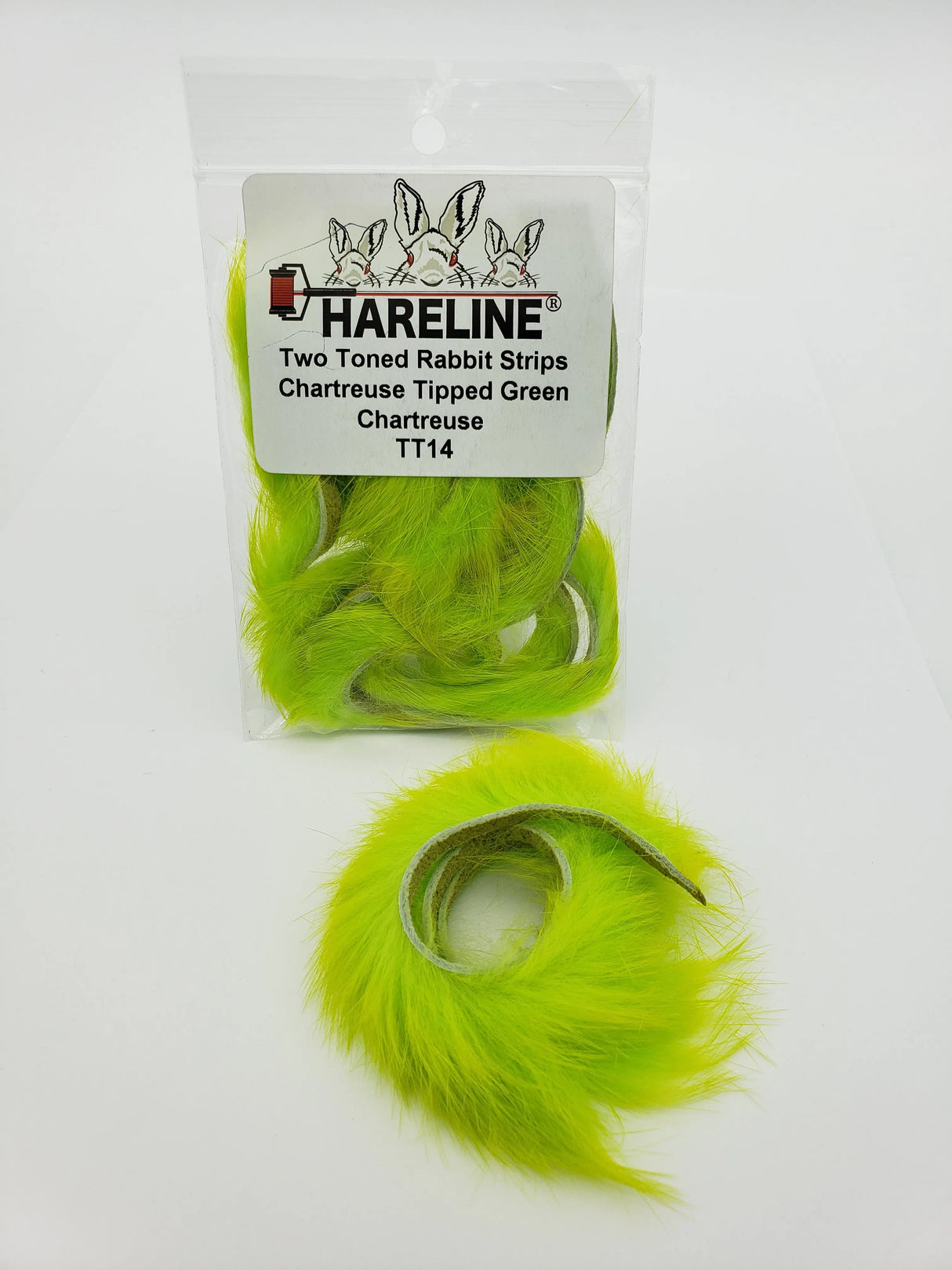 Hareline Two-Toned Rabbit Strips - Chartreuse Tipped Green Chartreuse Hareline Dubbin