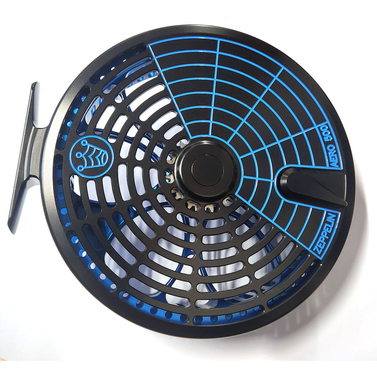 Kingpin Zeppelin Aero 500 Centerpin Reel - Blue & Black with Blue Handles