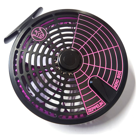 Kingpin Zeppelin Aero 500 Centerpin Reel - Purple & Black with Purple Handles