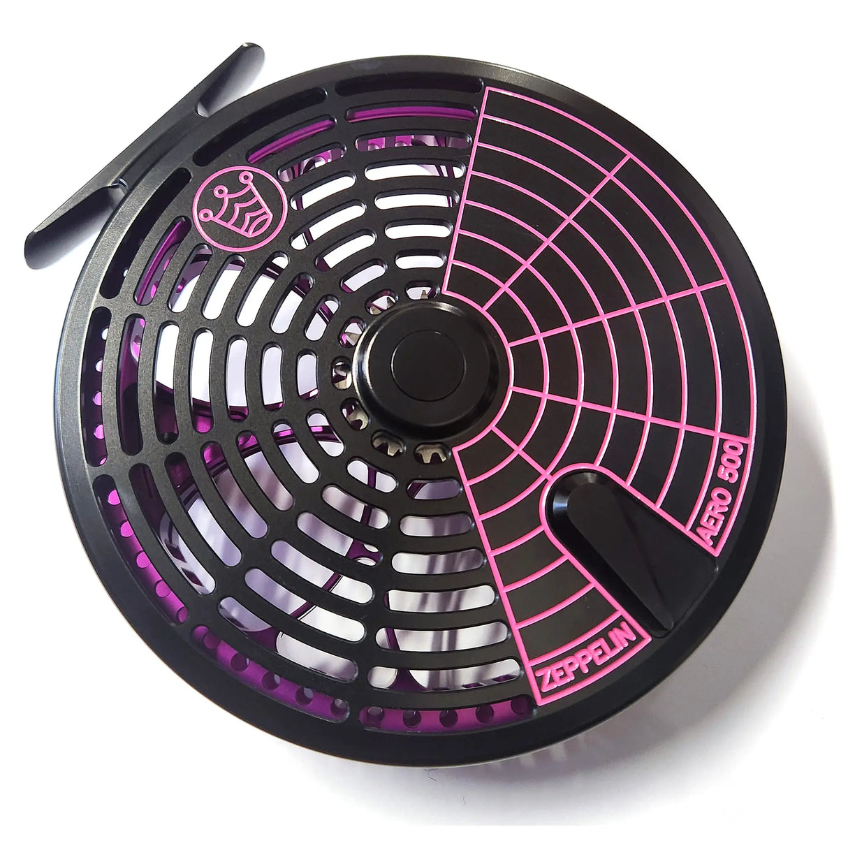 Kingpin Zeppelin Aero 500 Centerpin Reel - Purple & Black with Purple Handles Kingpin