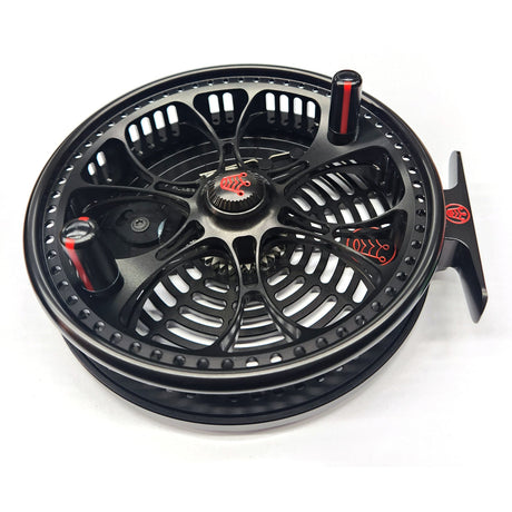 Kingpin Zeppelin Aero 500 Centerpin Reel - Special Edition Black with Red Stripe Handles