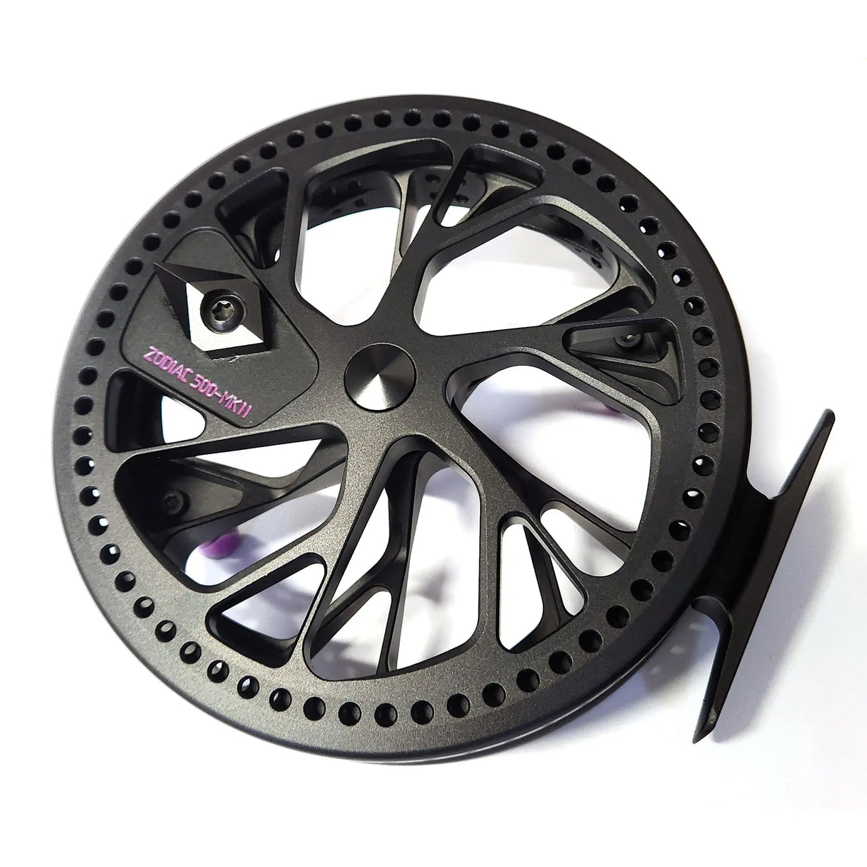 Kingpin Zodiac 500 Centerpin Reel - Black with Purple Highlights Kingpin