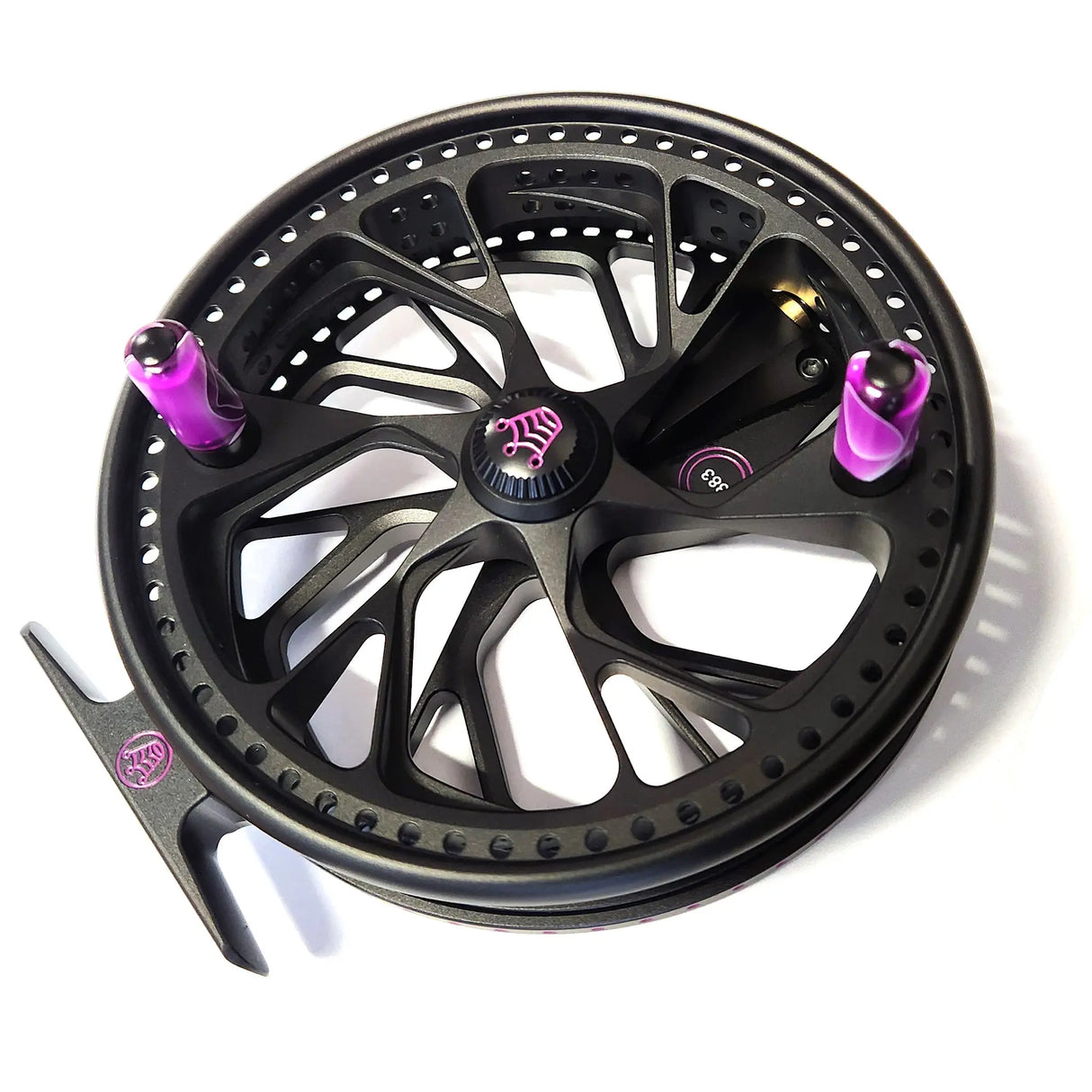 Kingpin Zodiac 500 Centerpin Reel - Black with Purple Highlights Kingpin