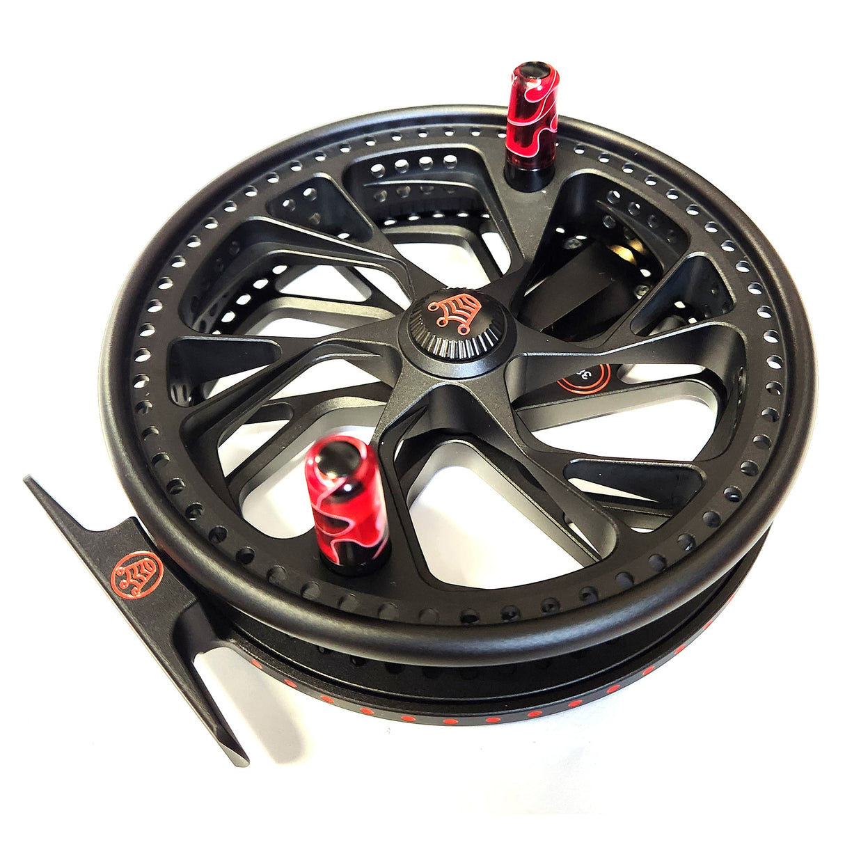 Kingpin Zodiac 500 Centerpin Reel - Black with Red Highlights Kingpin