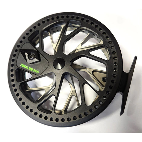 Kingpin Zodiac 500 Centerpin Reel - Grey & Black with Green Highlights Kingpin