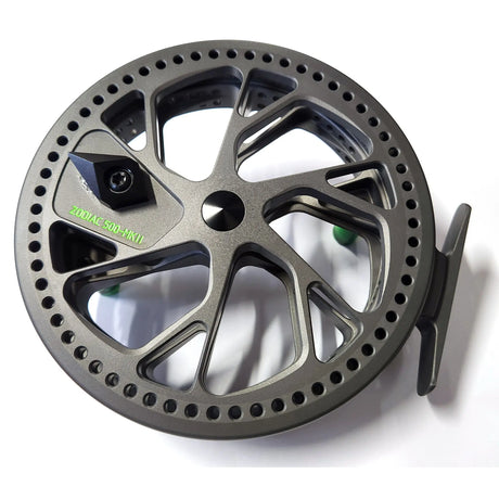 Kingpin Zodiac 500 Centerpin Reel - Grey with Green Highlights Kingpin