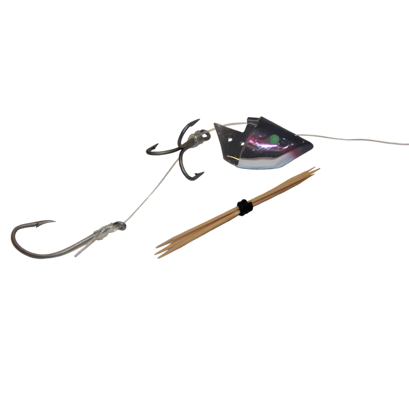 Lighthouse Lures Anchovy Bait Holder - Chrome Black with Red Stripe - Rigged 1pk