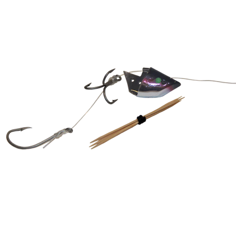 Lighthouse Lures Anchovy Bait Holder - Chrome Black with Red Stripe - Rigged 1pk