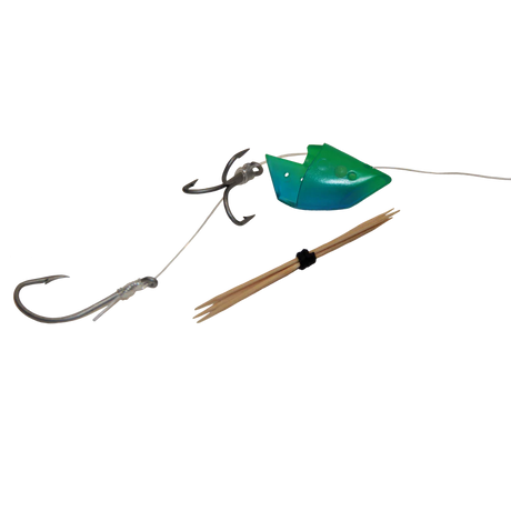 Lighthouse Lures Anchovy Bait Holder - Blue Green with Glow Pin - Rigged 1pk