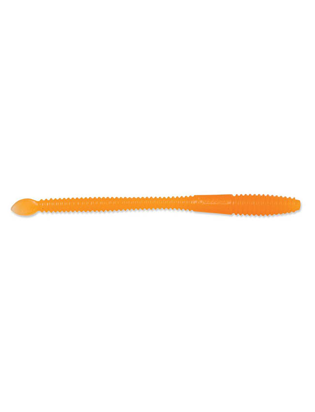 Luhr Jensen Steelhead Spade Tail Worm 4.5" - UV Flame Orange 2620-003-1572
