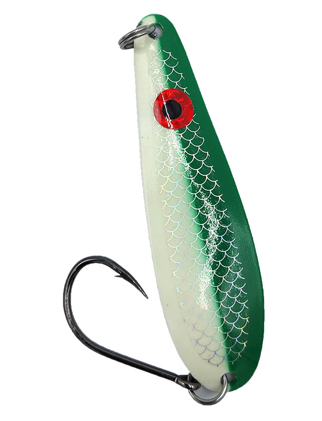 *Northern King Lures 4D Trolling Spoon 3-5/16" - HC Custom Glow Green