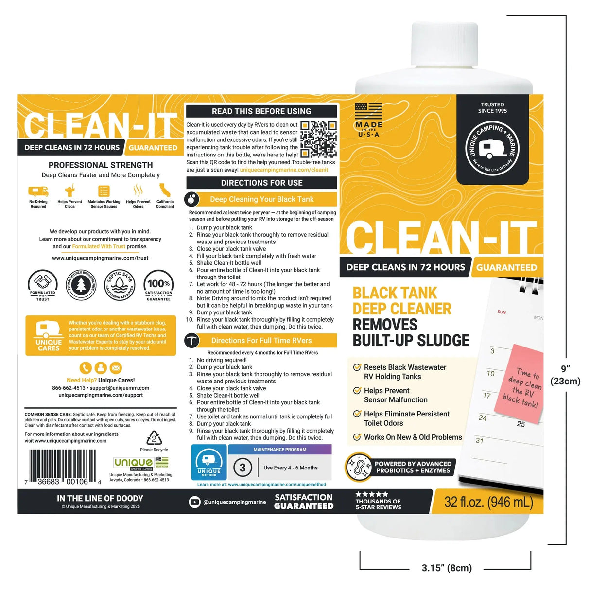 2. Clean-It RV Black Tank Cleaner Unique Camping + Marine