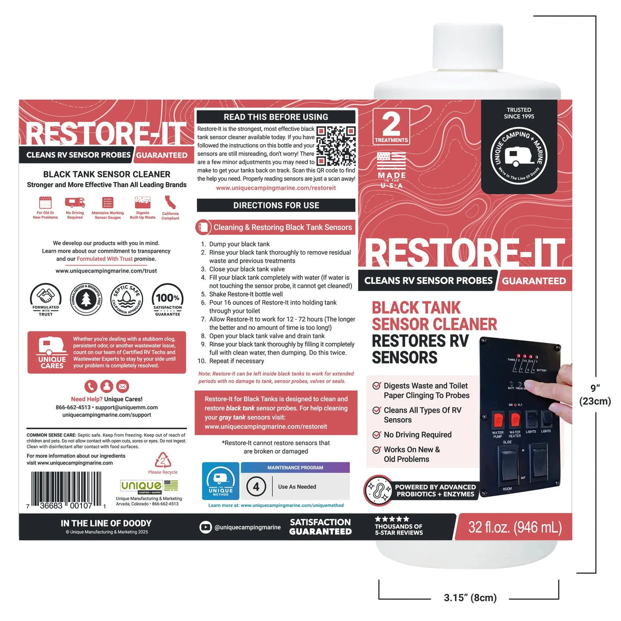 3. Restore-It Black Tank Sensor Cleaner Unique Camping + Marine