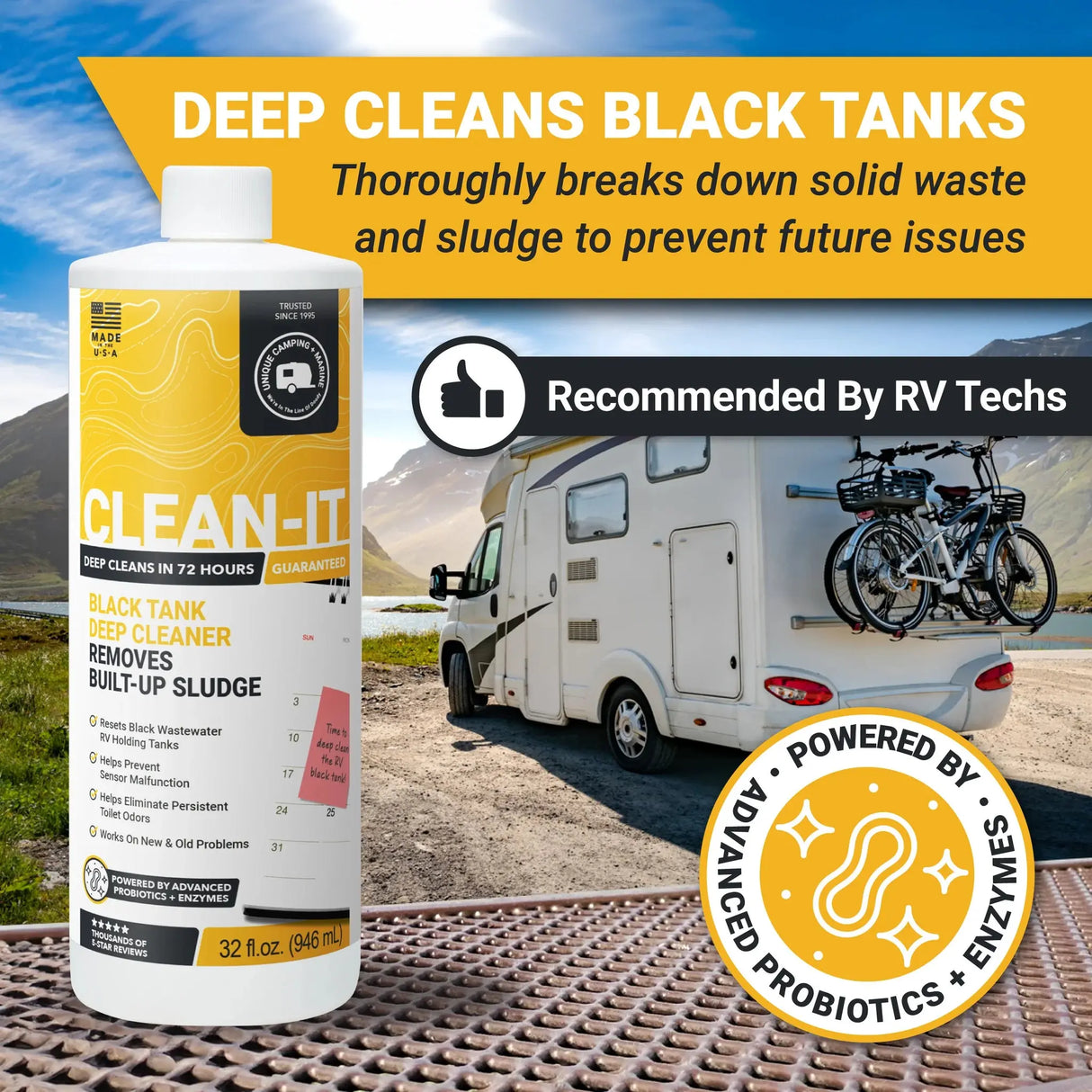 2. Clean-It RV Black Tank Cleaner Unique Camping + Marine
