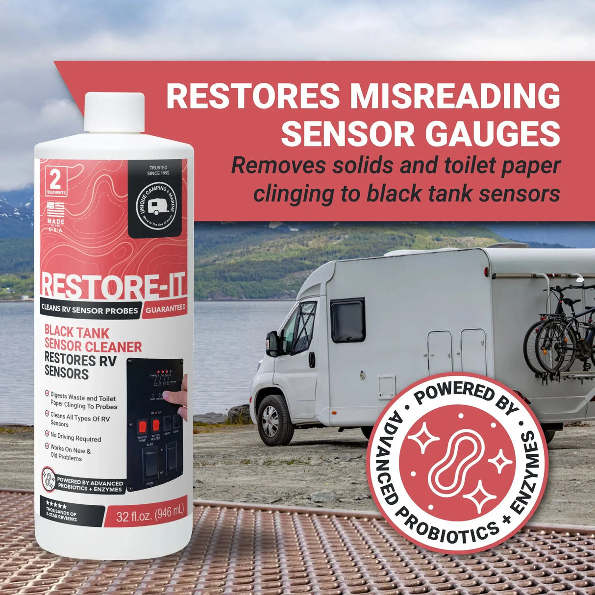 3. Restore-It Black Tank Sensor Cleaner Unique Camping + Marine