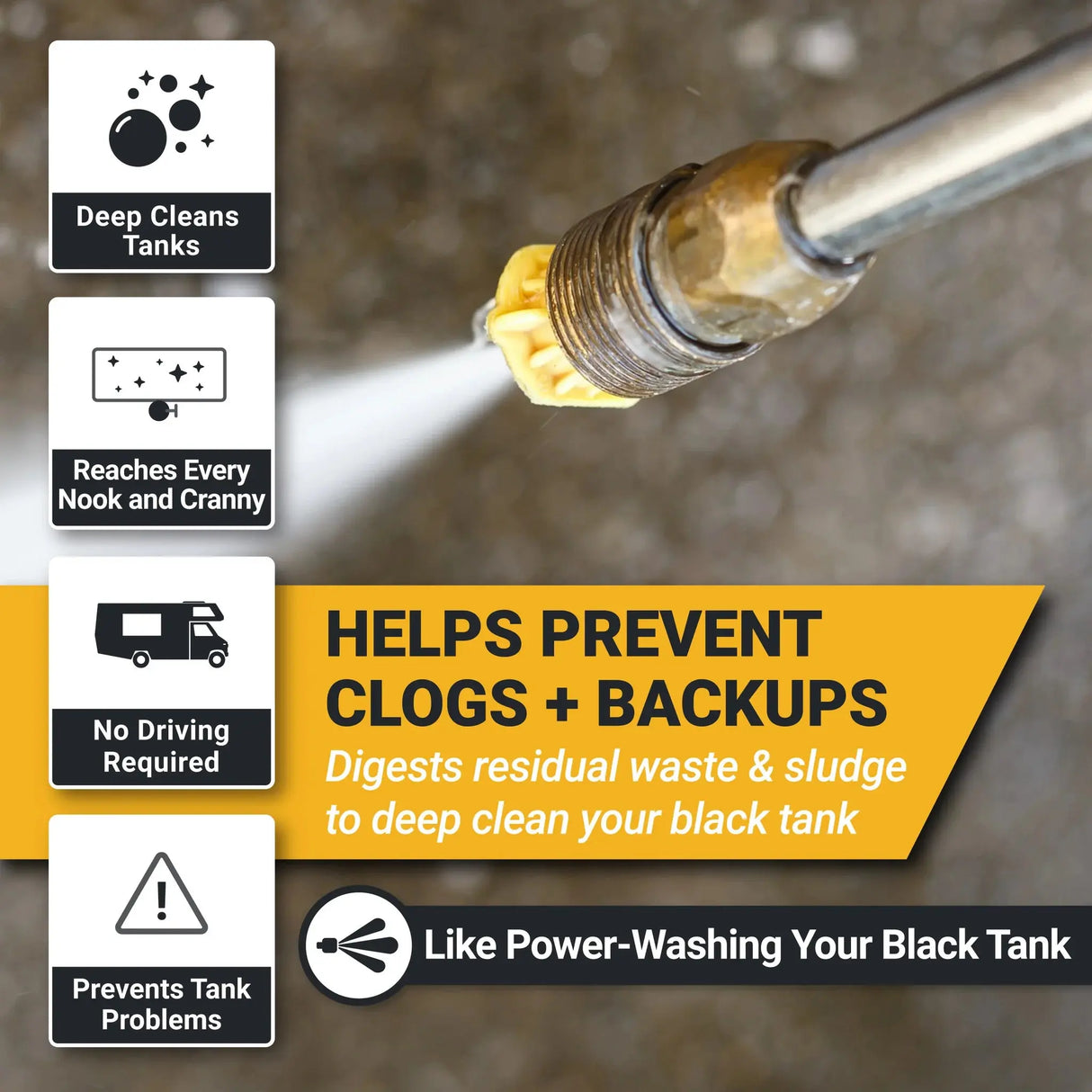2. Clean-It RV Black Tank Cleaner Unique Camping + Marine