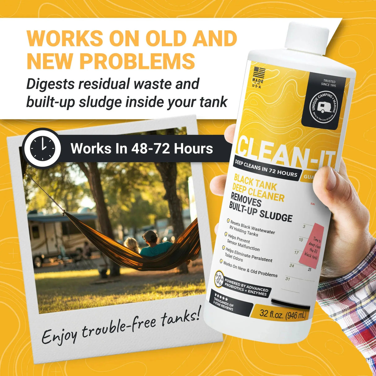2. Clean-It RV Black Tank Cleaner Unique Camping + Marine
