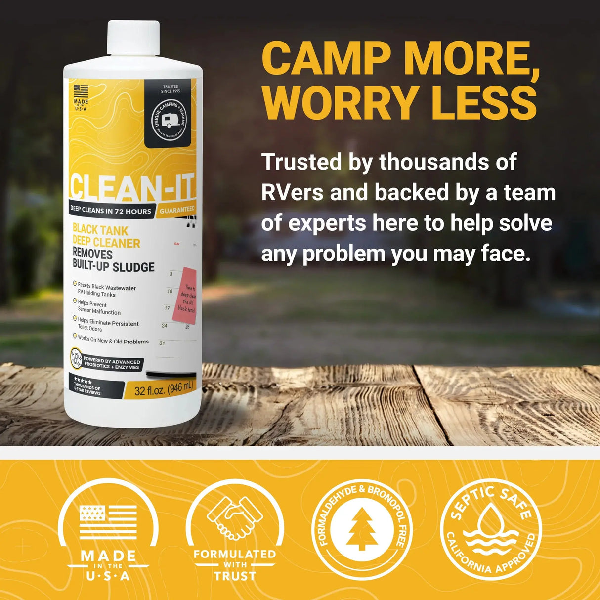 2. Clean-It RV Black Tank Cleaner Unique Camping + Marine