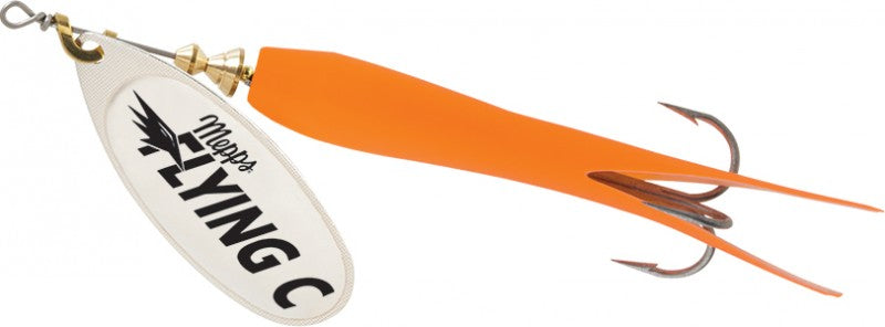 Mepps Flying C Spinner - Silver Blade & Hot Orange Sleeve - Treble - 4-3/4" - 7/8oz