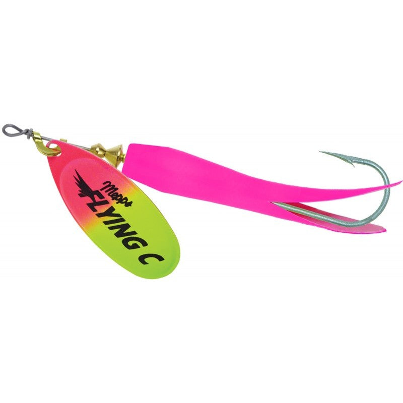 Mepps Flying C Spinner - Pink Chartreuse Blade & Hot Pink Sleeve - 3-1/4" - 5/8oz
