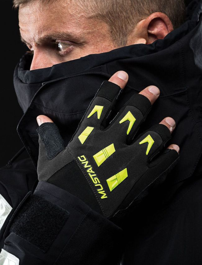 Mustang EP 3250 Ocean Racing Open Finger Gloves MA6004-XS - GREY-FLUORESCENT YELLOW GREEN - M