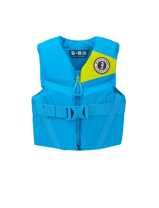 Mustang REV Youth Foam Vest 55-88 LBs MV3570-268 - Azure Blue