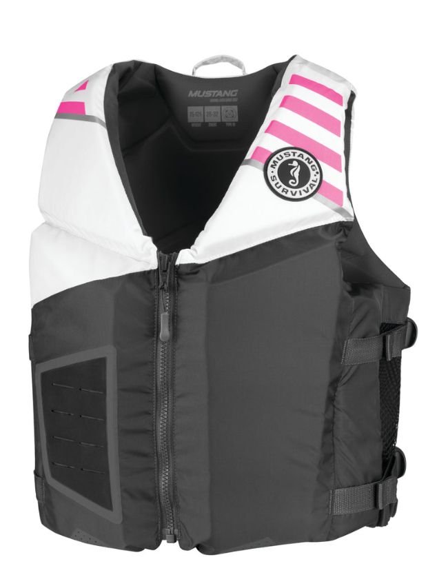 Mustang REV Young Adult Foam Vest 88-110 LBs MV3600-270 - GRAY-WHITE-PINK